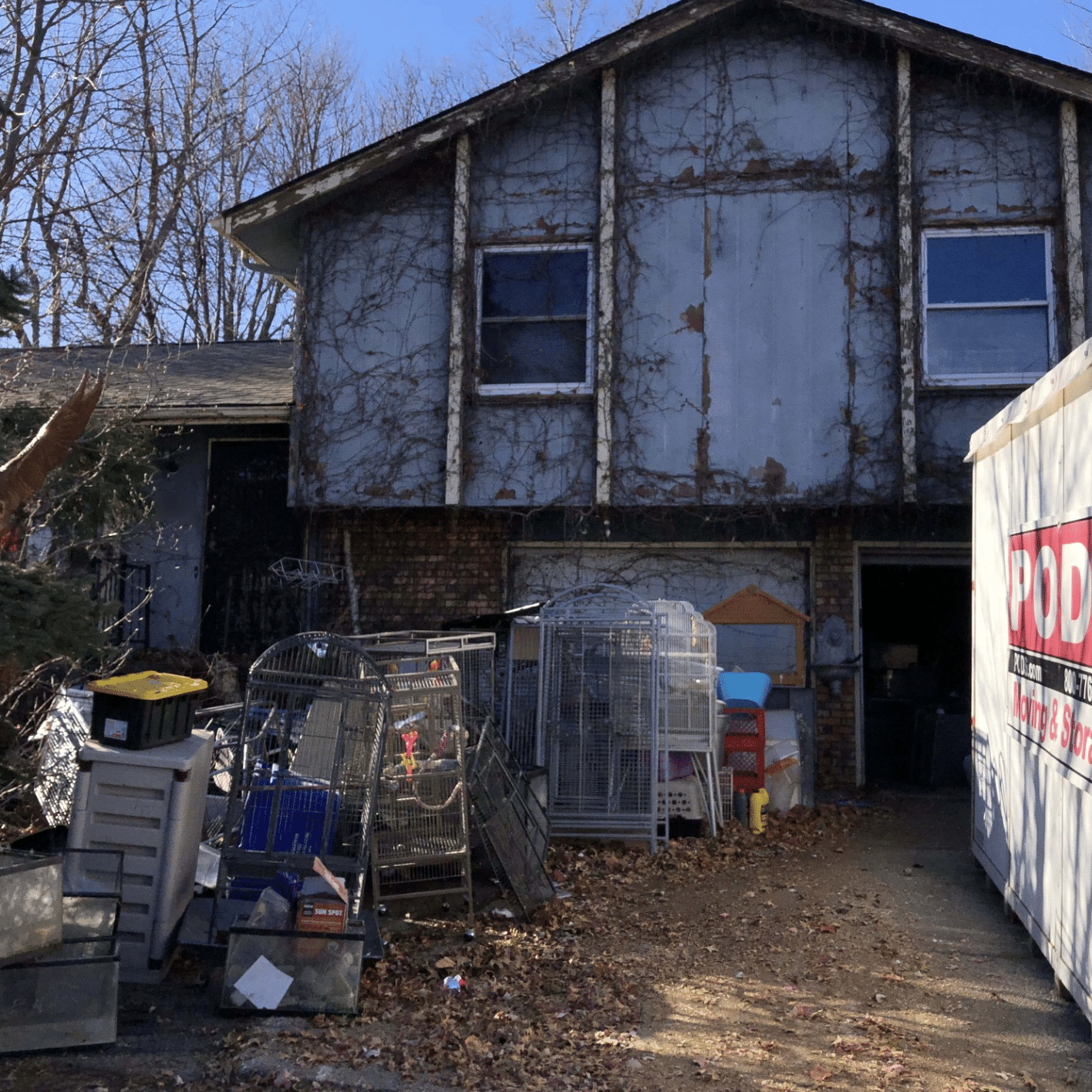 outside of a home after a confiscation began